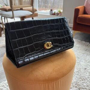 Coach Hayden Foldover Crossbody Clutch in Croc‑Embossed Leather